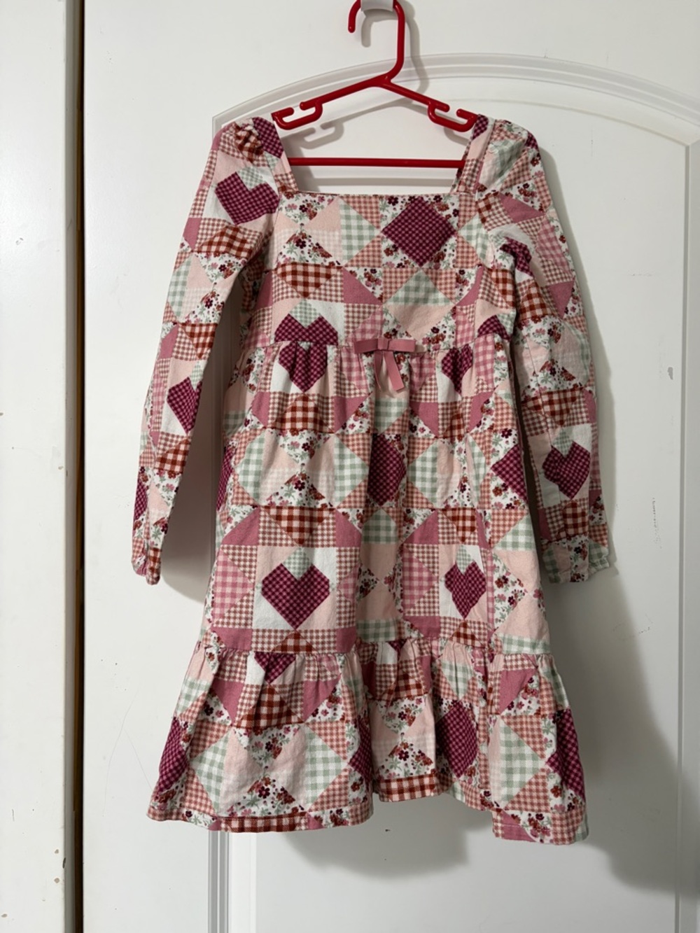 Gymboree Pink Patchwork Heart Long Sleeve Dress